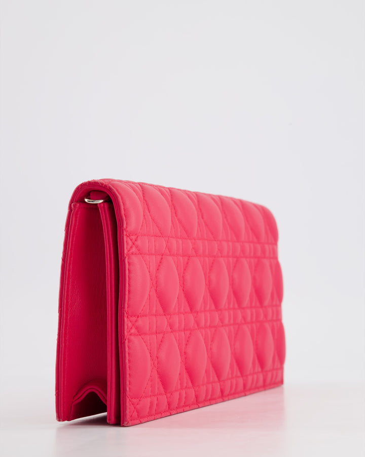 Christian Top quality Dior Strawberry Pink Lady Top quality Dior Voyager Long Clutch with Champagne Gold Hardware
