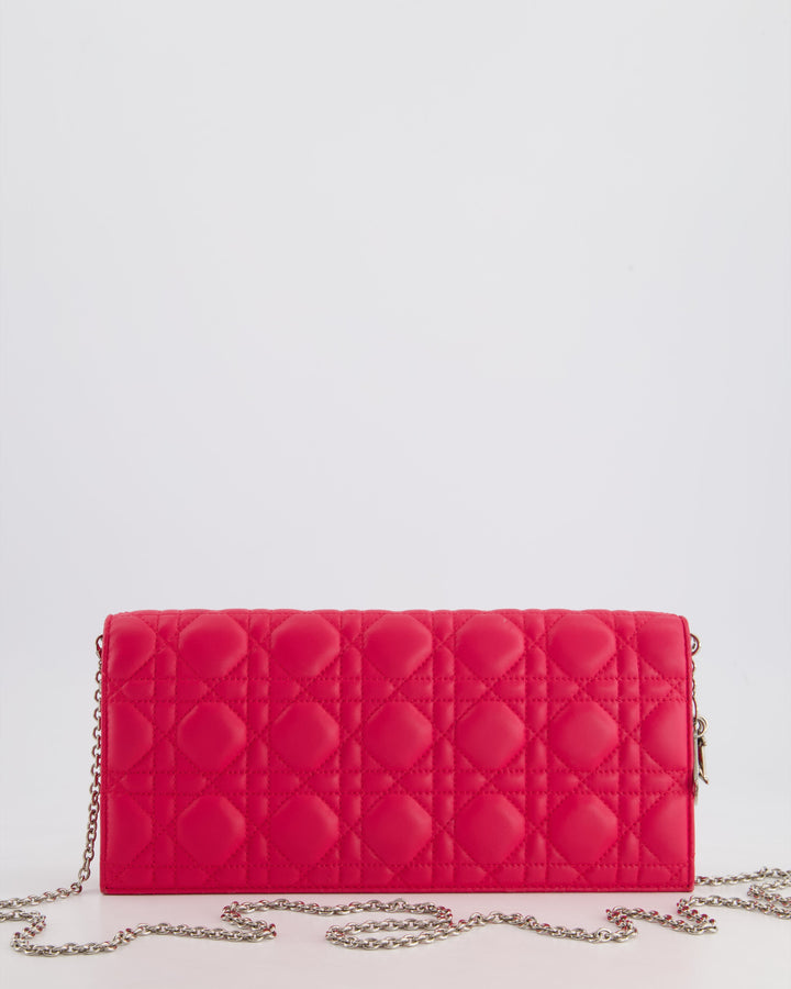 Christian Top quality Dior Strawberry Pink Lady Top quality Dior Voyager Long Clutch with Champagne Gold Hardware