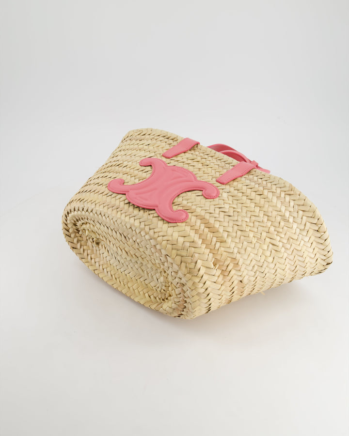 Celine Teen Classic Panier Raffia Tote Bag with Pink Logo Detail RRP £490