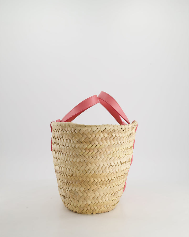 Celine Teen Classic Panier Raffia Tote Bag with Pink Logo Detail RRP £490