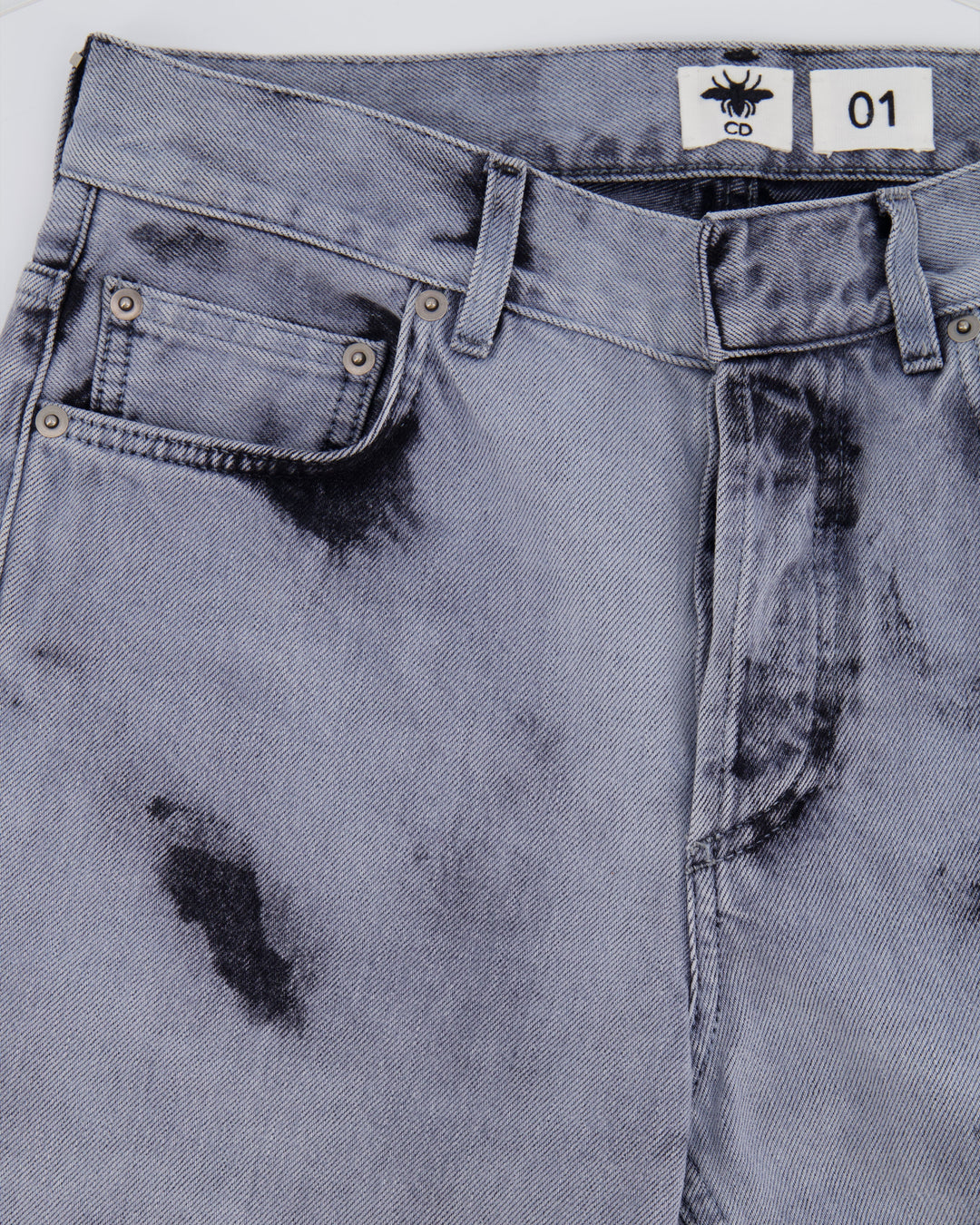 Christian Top quality Dior 01 Grey and Black Straight Leg Tie-Dye Jeans Size FR 34 (UK 6)