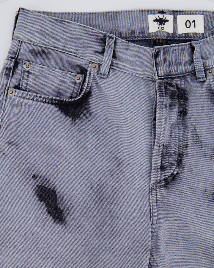Christian Top quality Dior 01 Grey and Black Straight Leg Tie-Dye Jeans Size FR 34 (UK 6)