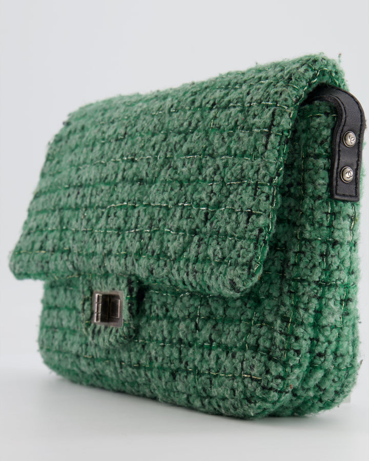 *FIRE PRICE* Top Quality Chanel Green Tweed 2.55 Large Crossbody Bag with Ruthenium Hardware