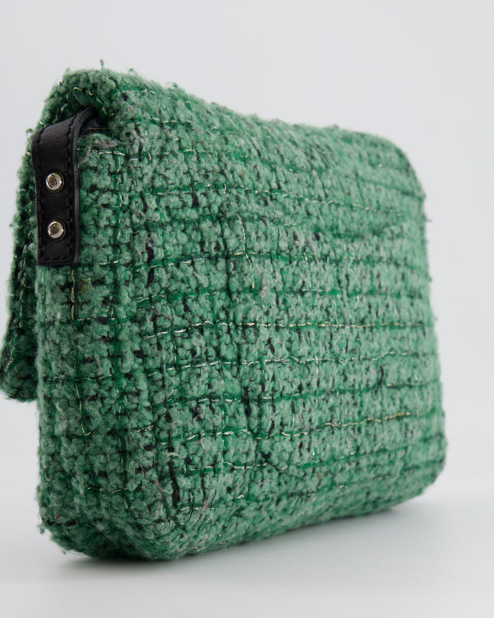 *FIRE PRICE* Top Quality Chanel Green Tweed 2.55 Large Crossbody Bag with Ruthenium Hardware