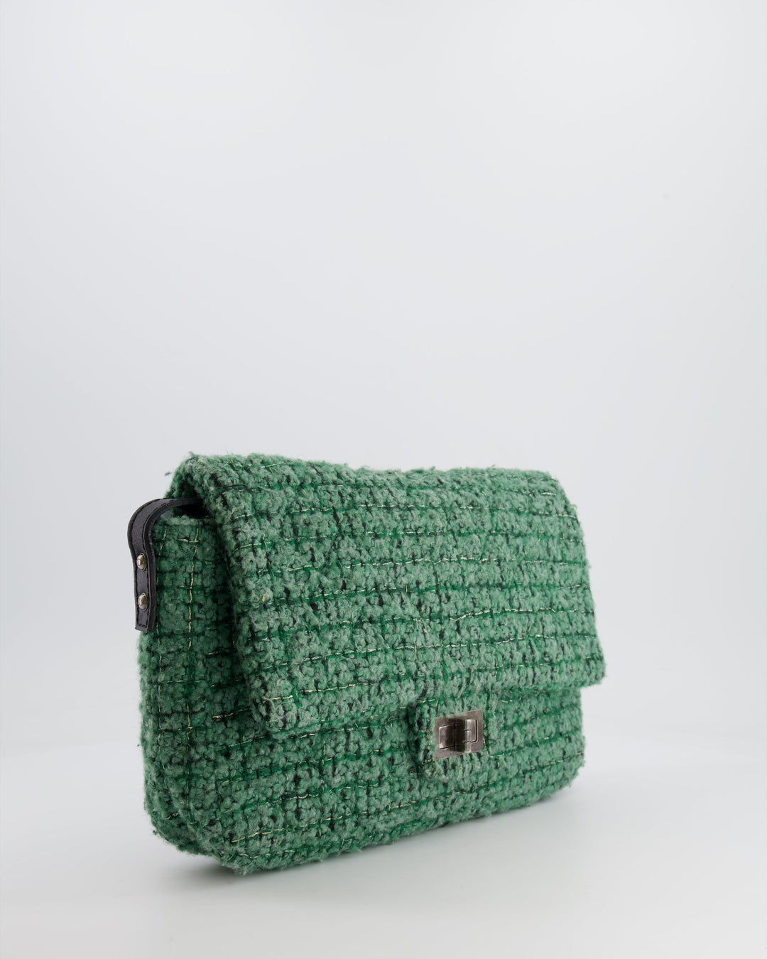 *FIRE PRICE* Top Quality Chanel Green Tweed 2.55 Large Crossbody Bag with Ruthenium Hardware