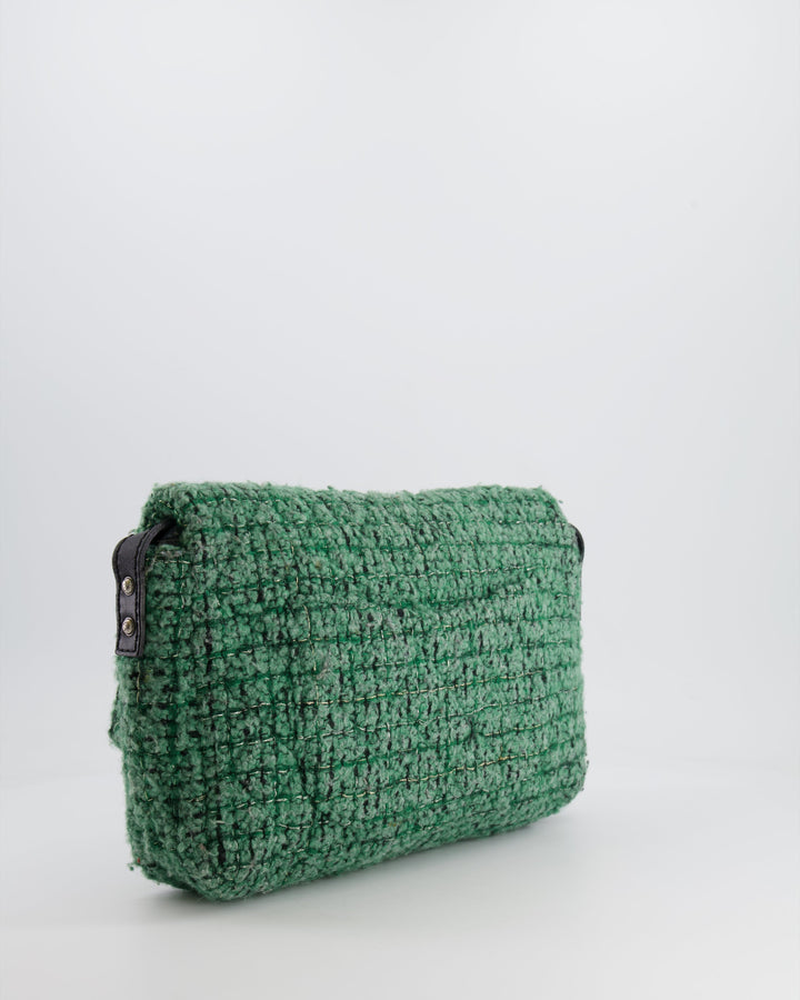 *FIRE PRICE* Top Quality Chanel Green Tweed 2.55 Large Crossbody Bag with Ruthenium Hardware