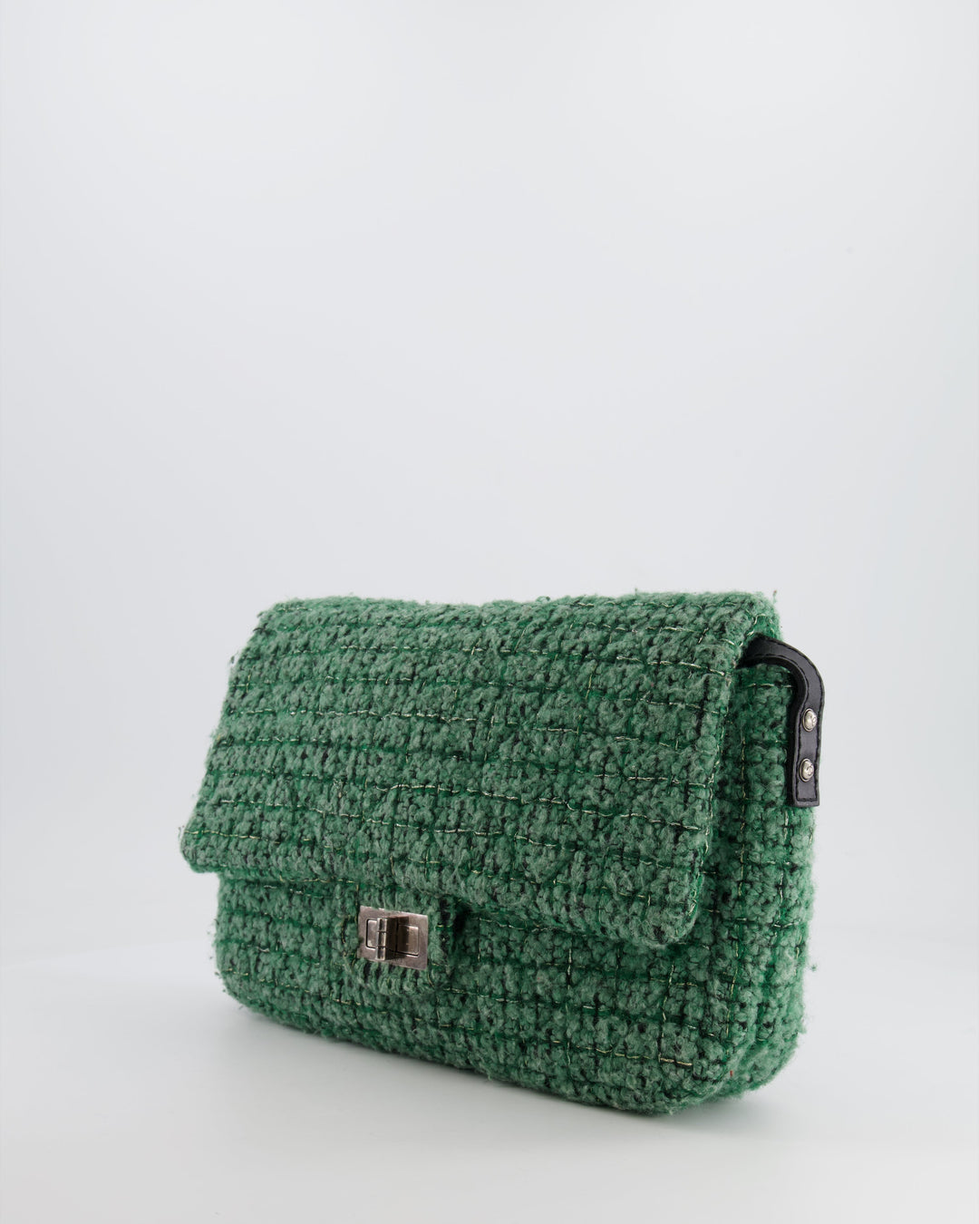 *FIRE PRICE* Top Quality Chanel Green Tweed 2.55 Large Crossbody Bag with Ruthenium Hardware