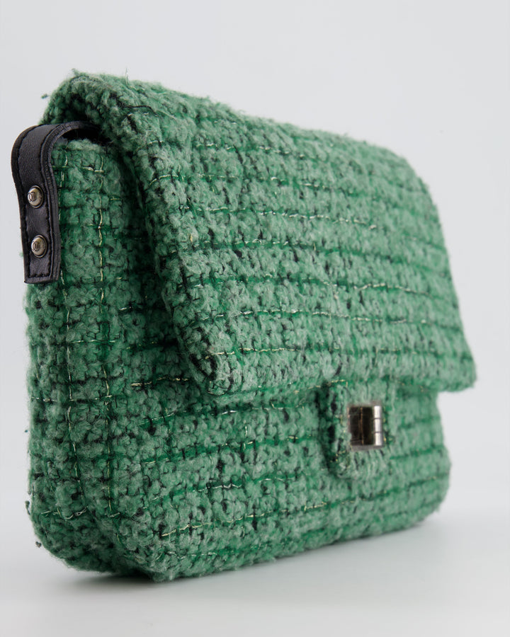 *FIRE PRICE* Top Quality Chanel Green Tweed 2.55 Large Crossbody Bag with Ruthenium Hardware
