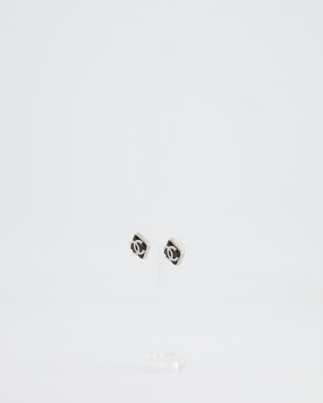 *HOT* Top Quality Chanel Black, Crystal Embellished Diamond-Shaped CC Earrings