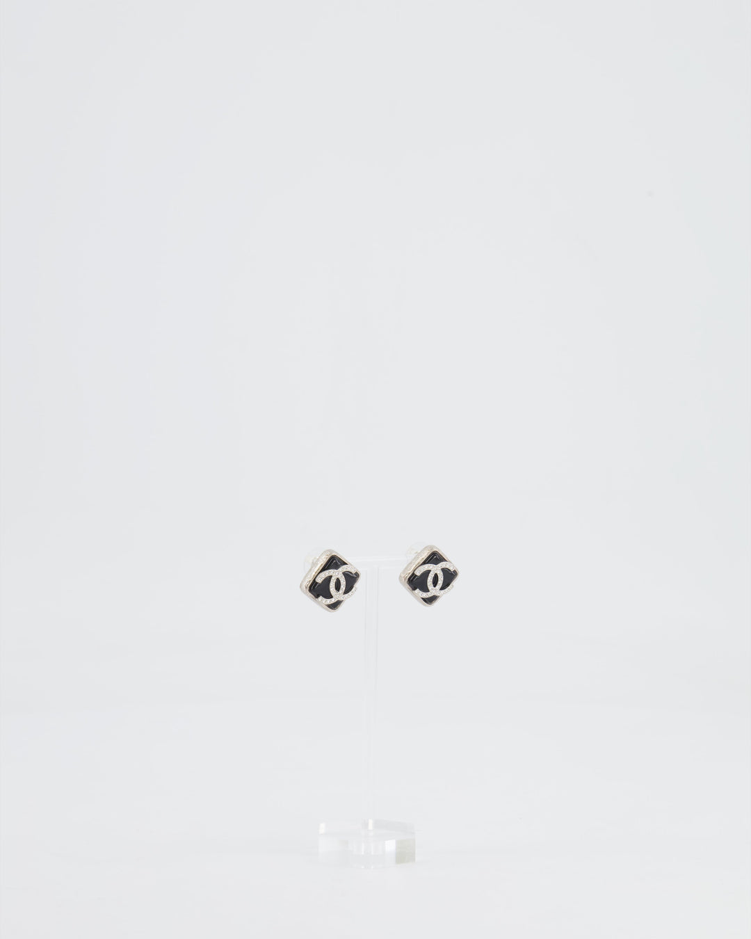 *HOT* Chanel Black, Crystal Embellished Diamond-Shaped CC Earrings