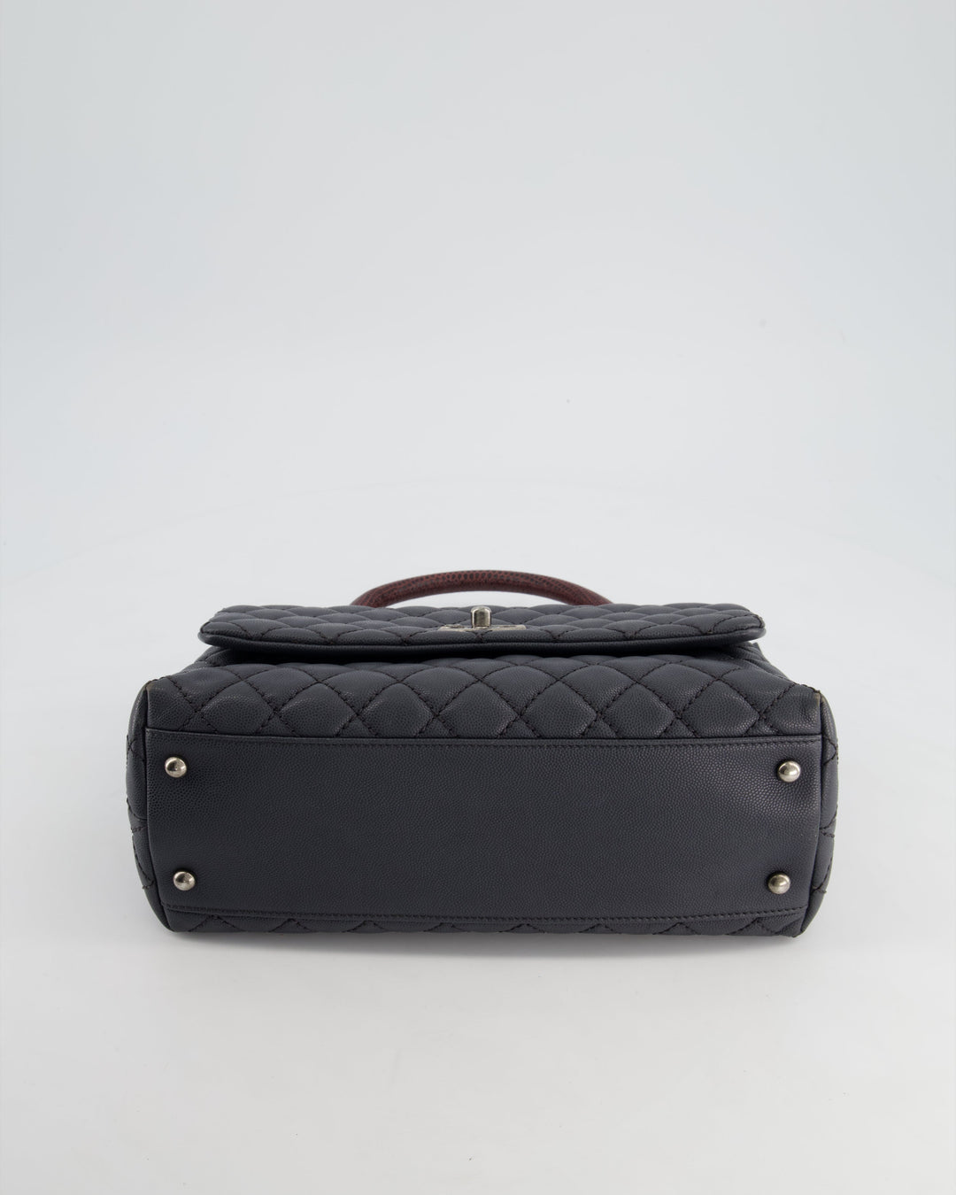 *RARE* Top Quality Chanel Medium Coco Top Handle Bag Grey Caviar with Python Handle and Ruthenium Hardware