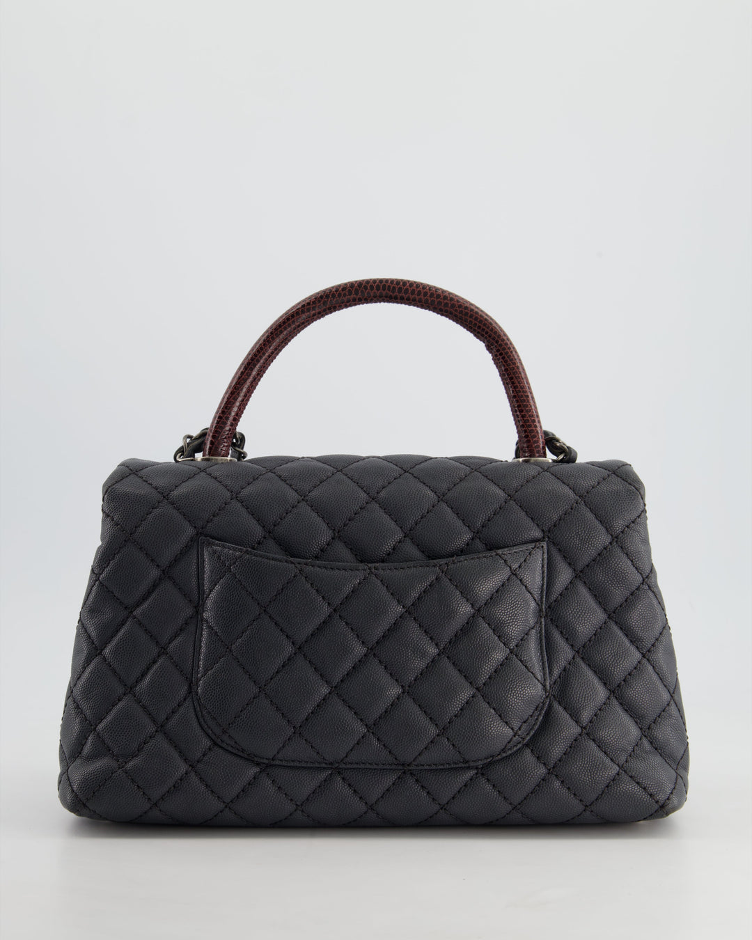 *RARE* Top Quality Chanel Medium Coco Top Handle Bag Grey Caviar with Python Handle and Ruthenium Hardware