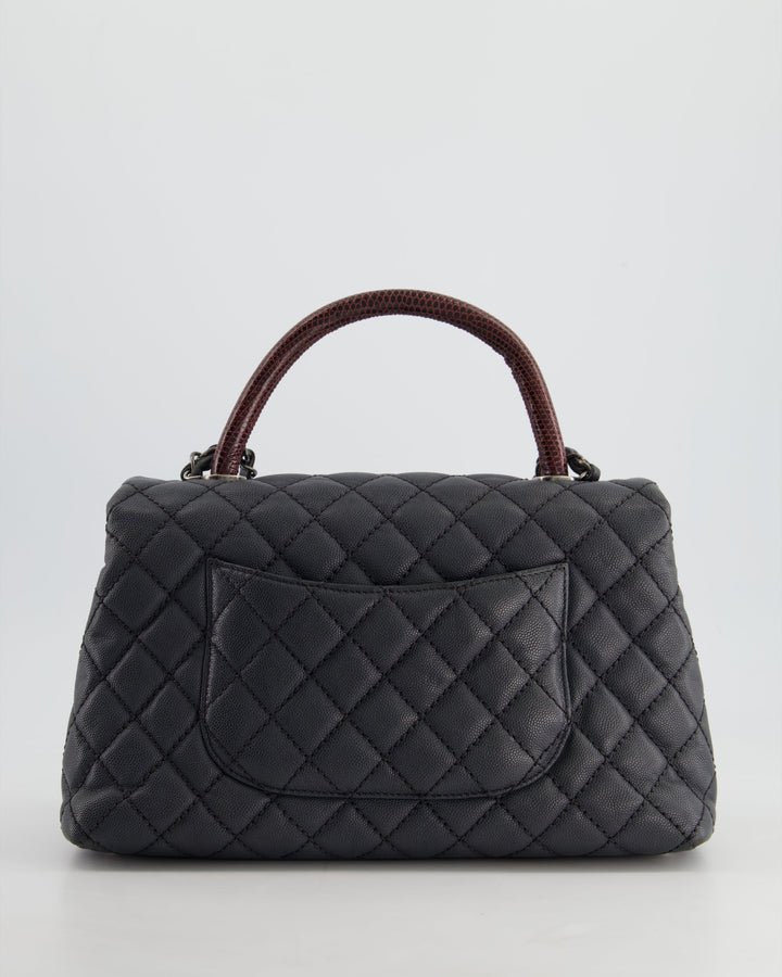 *RARE* Top Quality Chanel Medium Coco Top Handle Bag Grey Caviar with Python Handle and Ruthenium Hardware