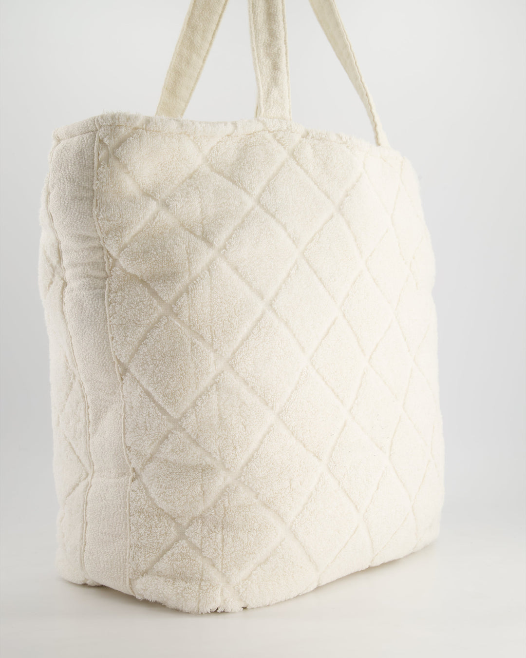 *HOT* Top Quality Chanel Ivory Terry Beach Set with CC Tote Bag, Towel and Small Pouch