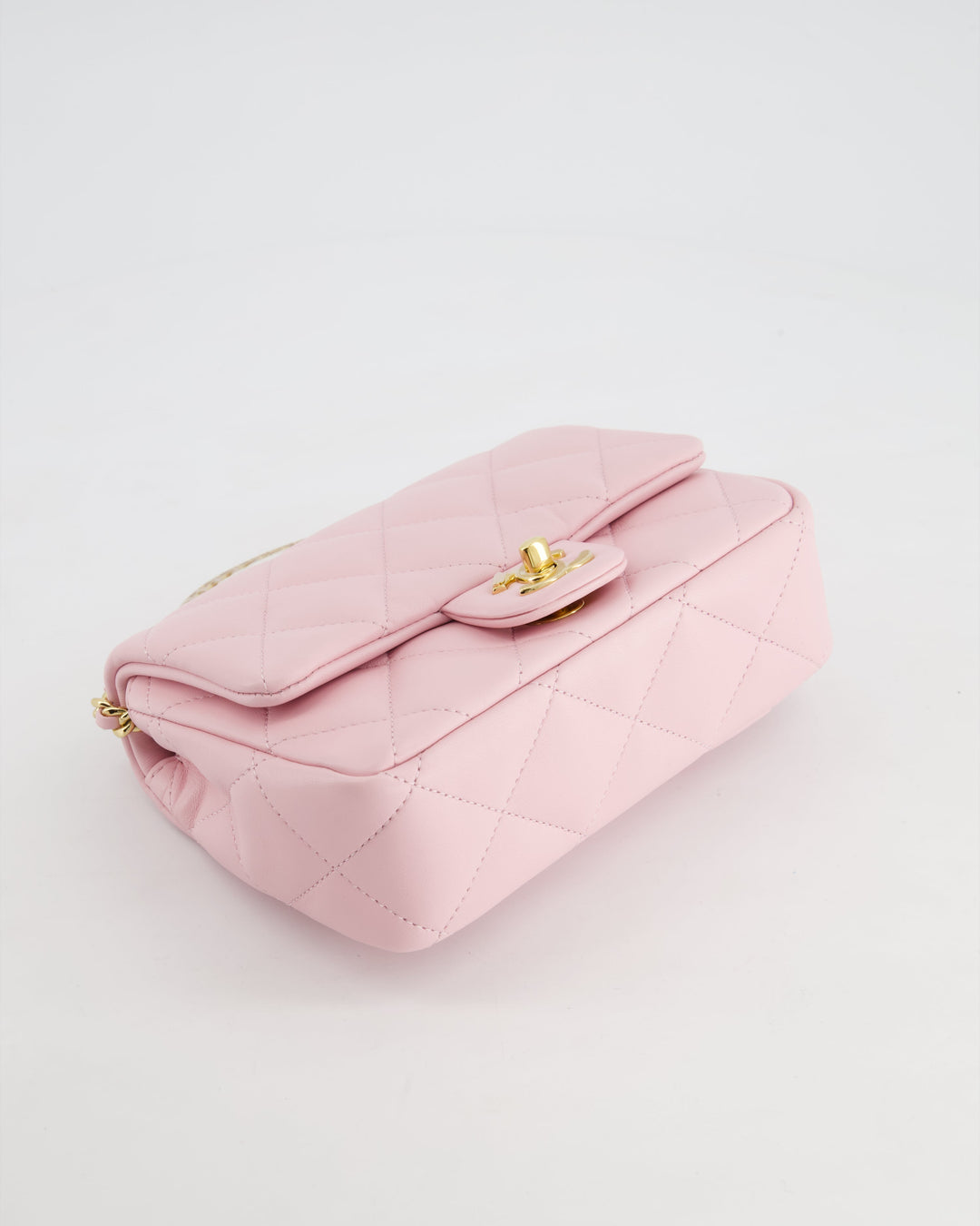 *CURRENT COLLECTION* Top Quality Chanel Petal Pink Mini Top Handle Bag in Calfskin Leather with Gold Hardware and Clear Perspex Handle Detail