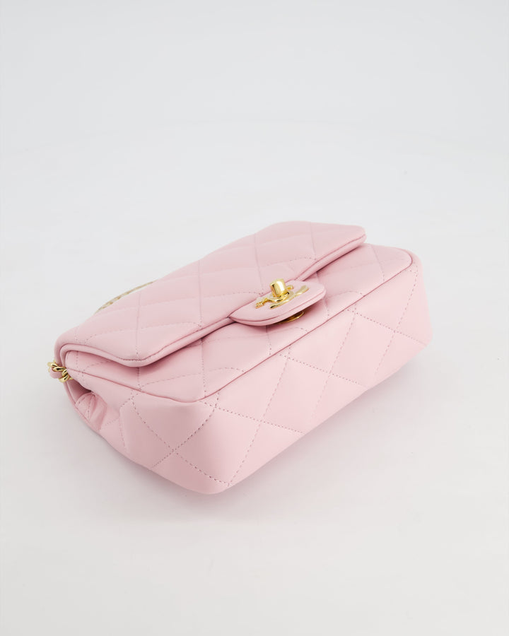 *CURRENT COLLECTION* Top Quality Chanel Petal Pink Mini Top Handle Bag in Calfskin Leather with Gold Hardware and Clear Perspex Handle Detail