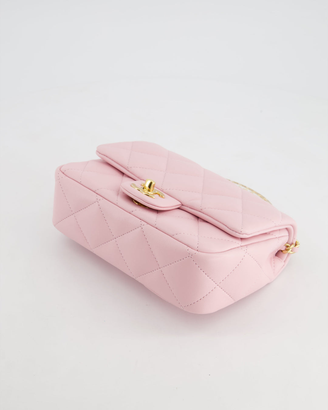 *CURRENT COLLECTION* Top Quality Chanel Petal Pink Mini Top Handle Bag in Calfskin Leather with Gold Hardware and Clear Perspex Handle Detail