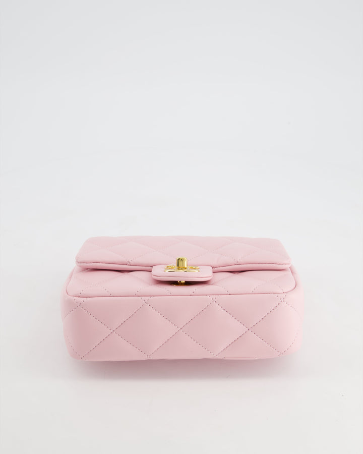 *CURRENT COLLECTION* Top Quality Chanel Petal Pink Mini Top Handle Bag in Calfskin Leather with Gold Hardware and Clear Perspex Handle Detail