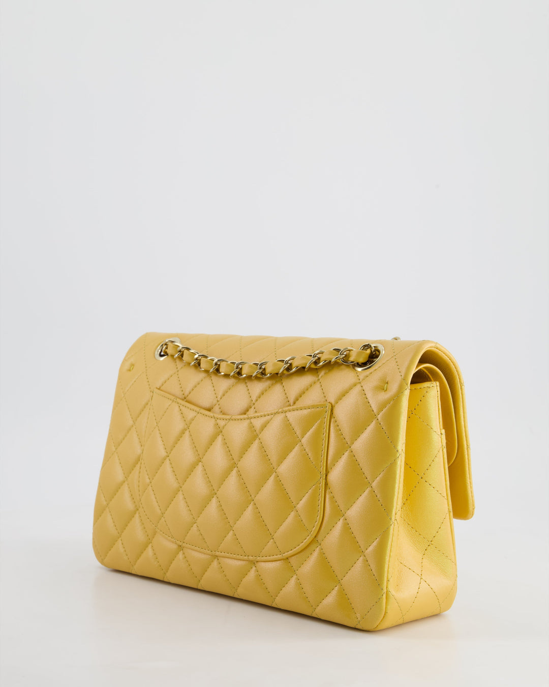 *HOT* Top Quality Chanel Iridescent Mustard Yellow Medium Double Flap Bag in Lambskin Leather with Champagne Gold Hardware