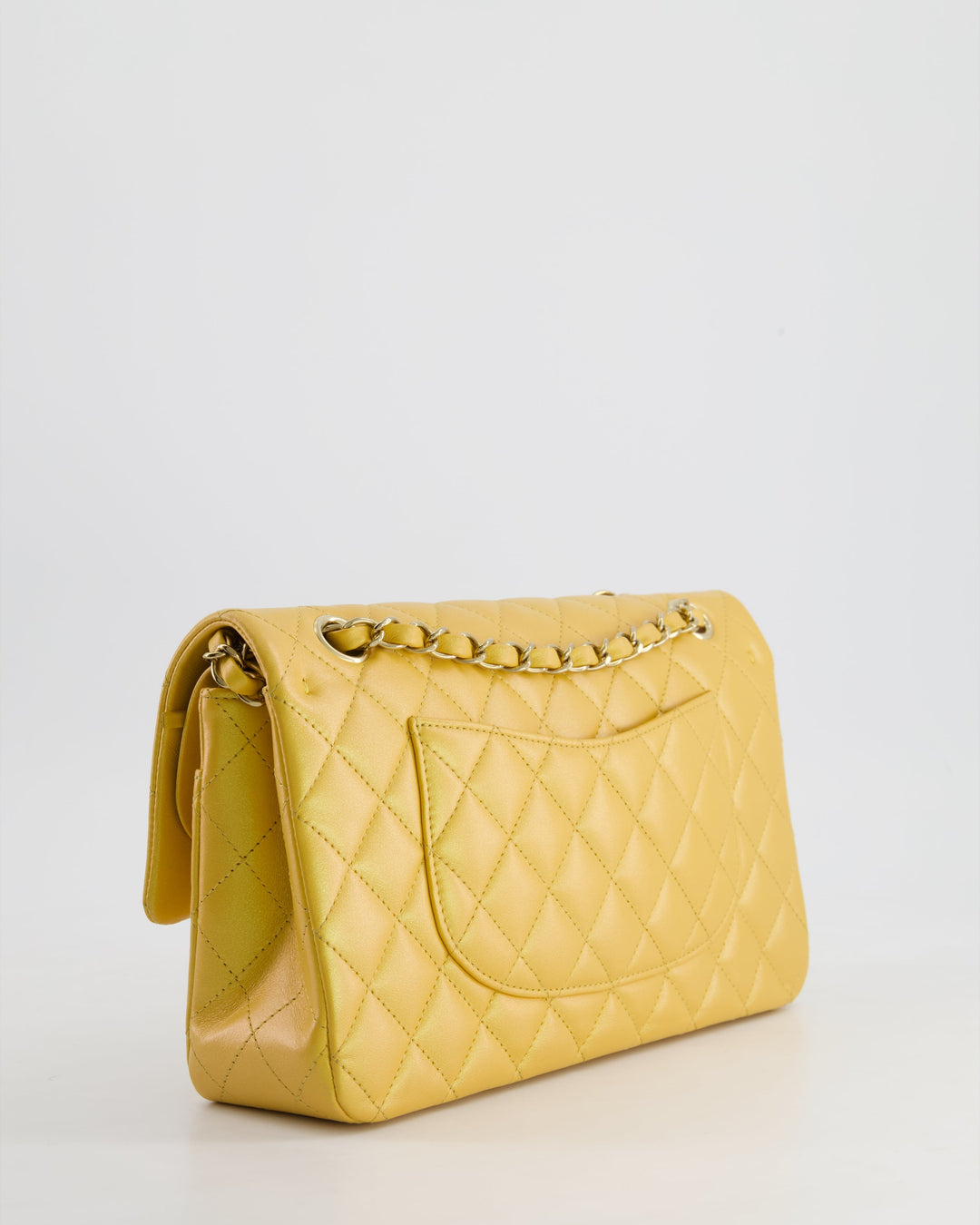 *HOT* Top Quality Chanel Iridescent Mustard Yellow Medium Double Flap Bag in Lambskin Leather with Champagne Gold Hardware