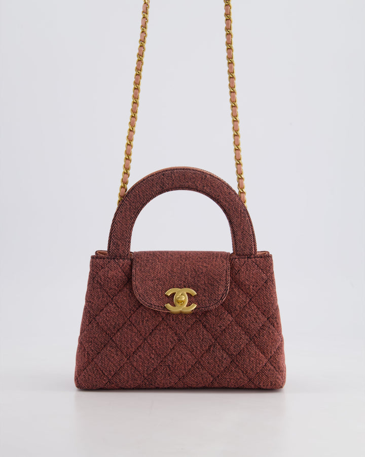 *HOT & RARE* Top Quality Chanel Dark Pink Small Mini Kelly Shopping Bag in Denim with Brushed Gold Hardware