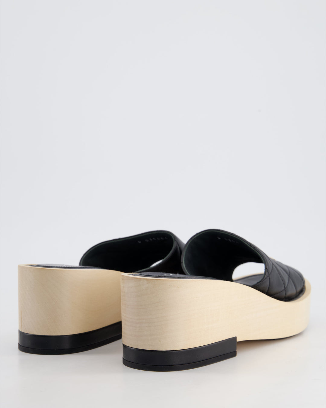 *HOT* Top Quality Chanel Black Wooden Mules in Lambskin Leather with Cream CC Logo Detail Size EU 40