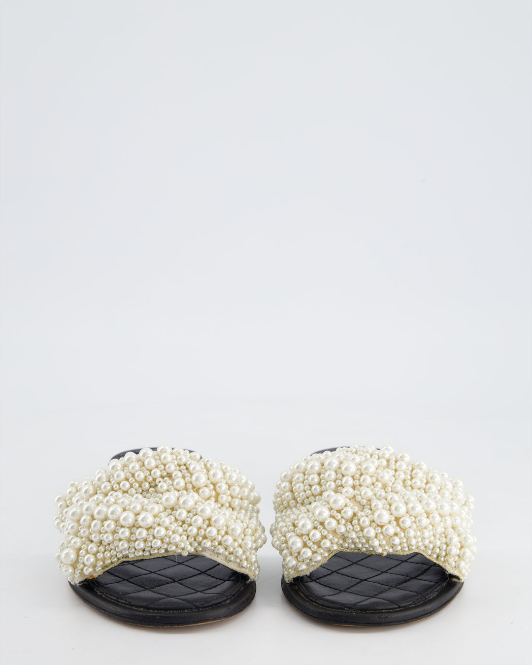 *HOT* Top Quality Chanel Black Sliders with Pearl Beaded Detail Size EU 38C