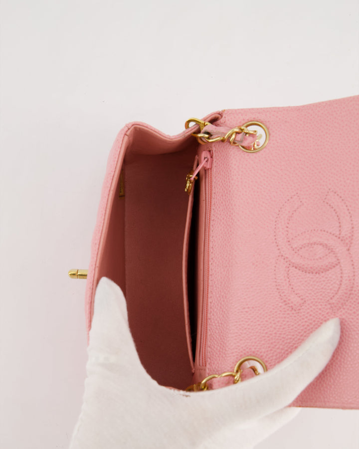 *RARE* Top Quality Chanel Pink Mini Square Flap Bag in Caviar Leather with 24K Gold Plated Hardware