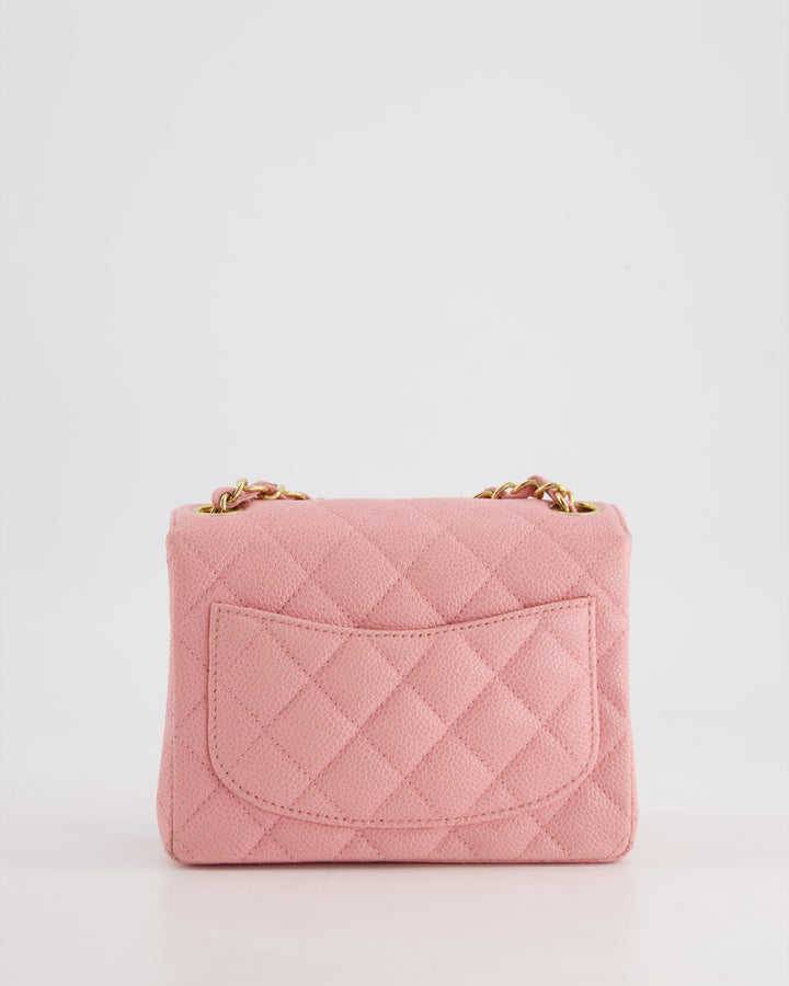*RARE* Top Quality Chanel Pink Mini Square Flap Bag in Caviar Leather with 24K Gold Plated Hardware