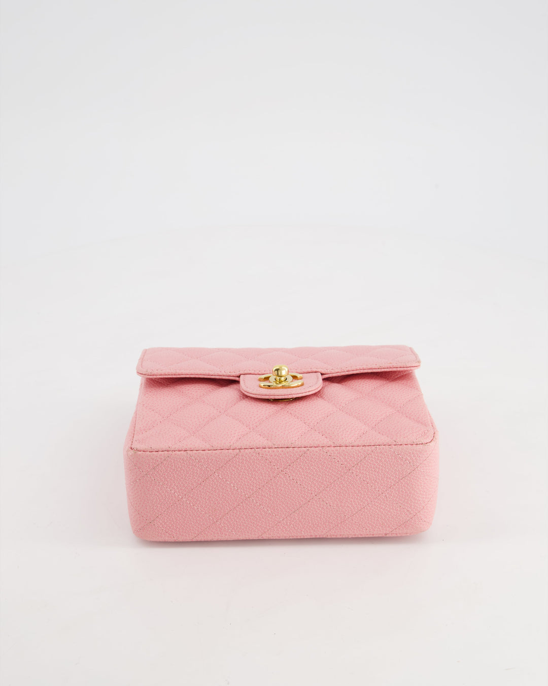 *RARE* Top Quality Chanel Pink Mini Square Flap Bag in Caviar Leather with 24K Gold Plated Hardware