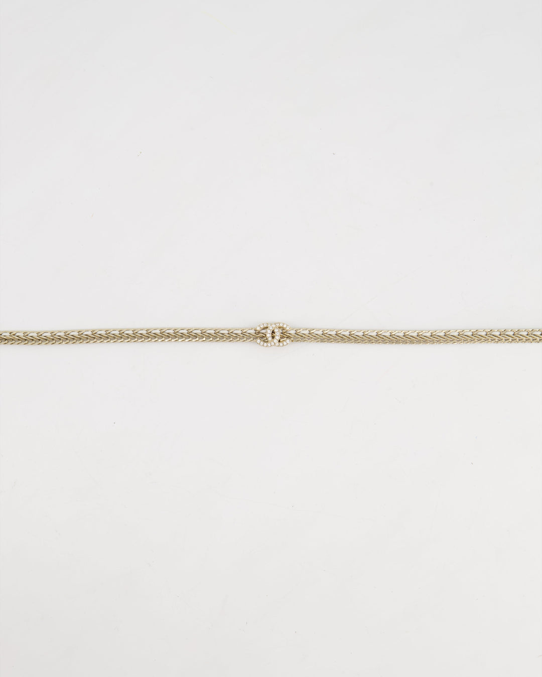 *HOT* Top Quality Chanel Chain Choker Necklace in Champagne Gold with Crystal CC Logo