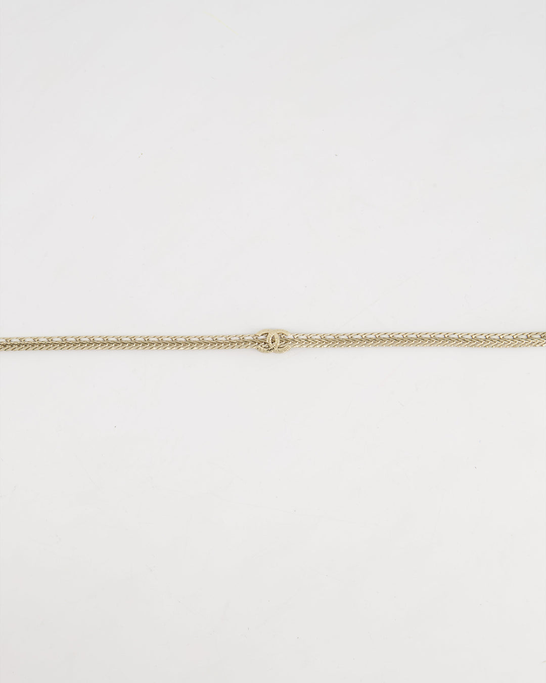 *HOT* Chanel Chain Choker Necklace in Champagne Gold with Crystal CC Logo