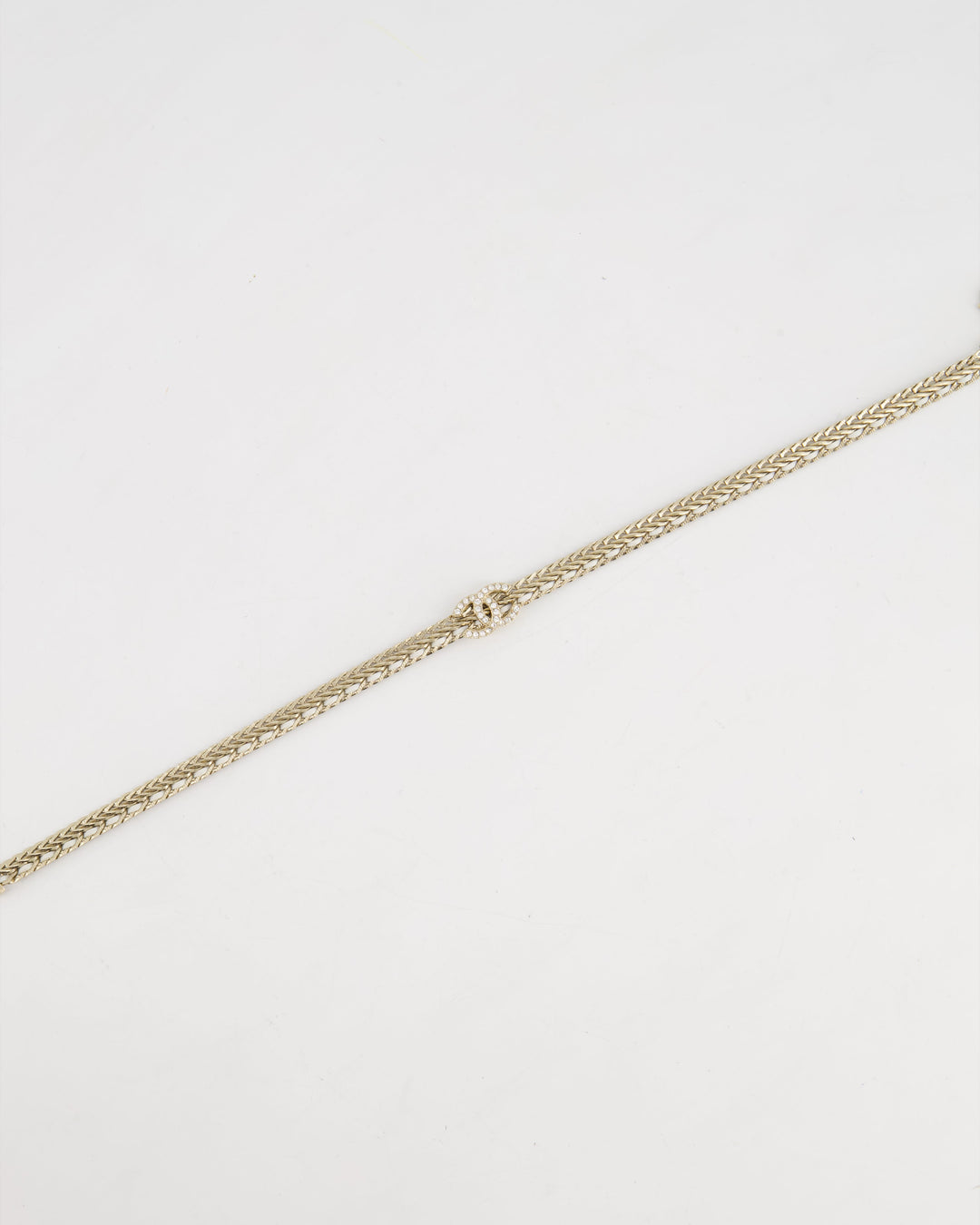 *HOT* Chanel Chain Choker Necklace in Champagne Gold with Crystal CC Logo