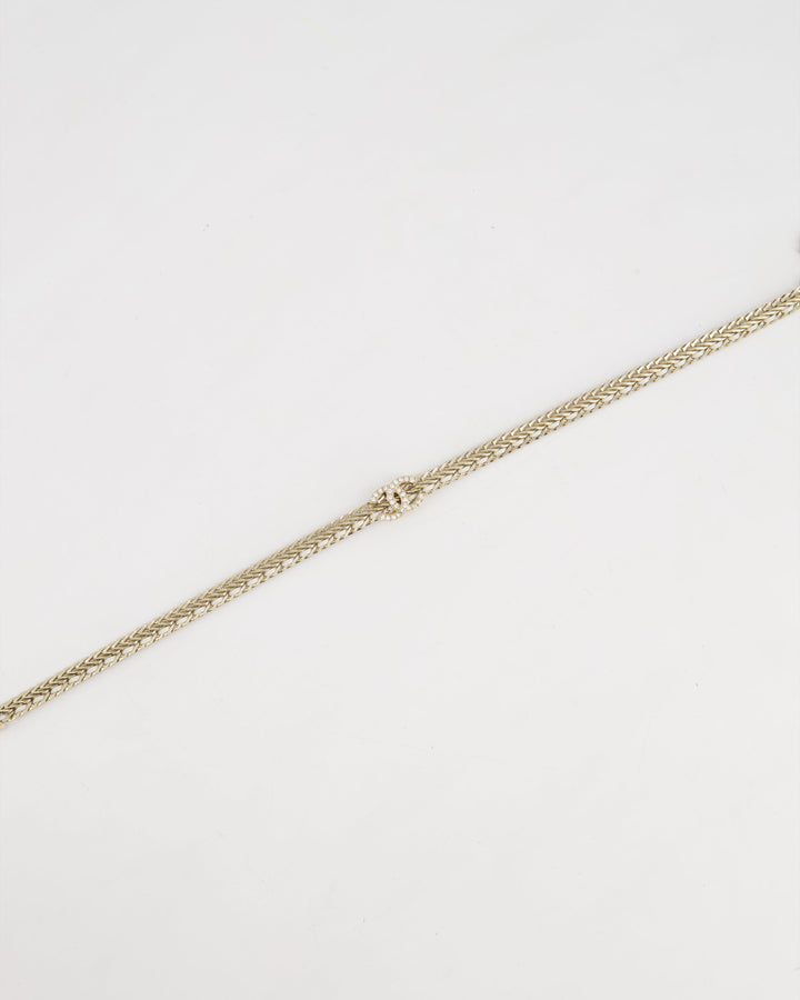 *HOT* Chanel Chain Choker Necklace in Champagne Gold with Crystal CC Logo