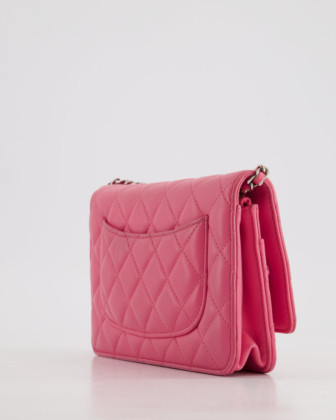 Top Quality Chanel Hot Pink Lambskin Wallet on Chain Bag with Silver Hardware