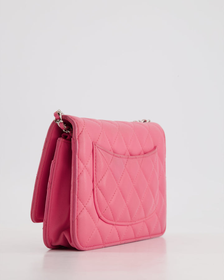 Top Quality Chanel Hot Pink Lambskin Wallet on Chain Bag with Silver Hardware