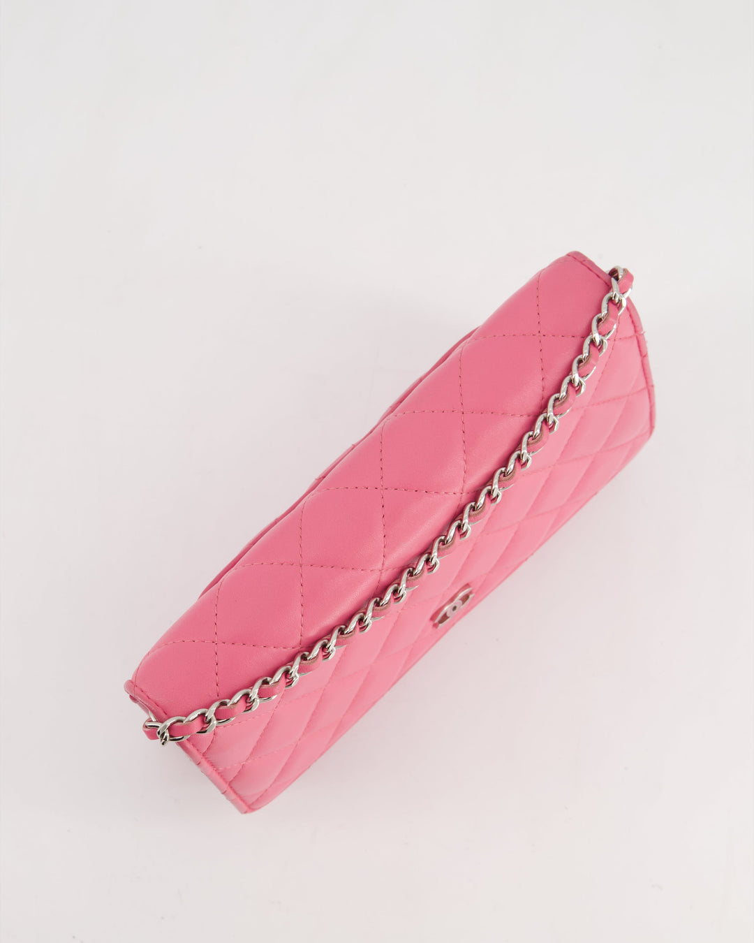 Top Quality Chanel Hot Pink Lambskin Wallet on Chain Bag with Silver Hardware