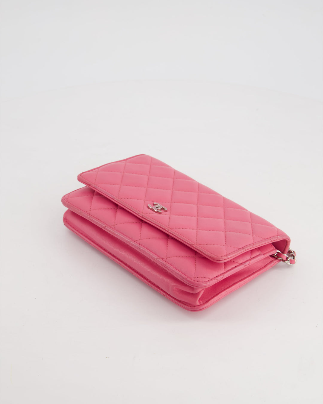 Top Quality Chanel Hot Pink Lambskin Wallet on Chain Bag with Silver Hardware