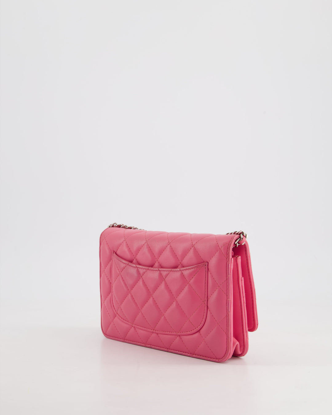 Top Quality Chanel Hot Pink Lambskin Wallet on Chain Bag with Silver Hardware