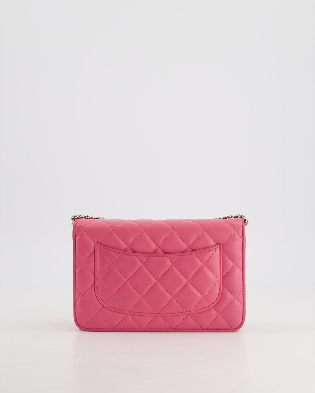 Top Quality Chanel Hot Pink Lambskin Wallet on Chain Bag with Silver Hardware