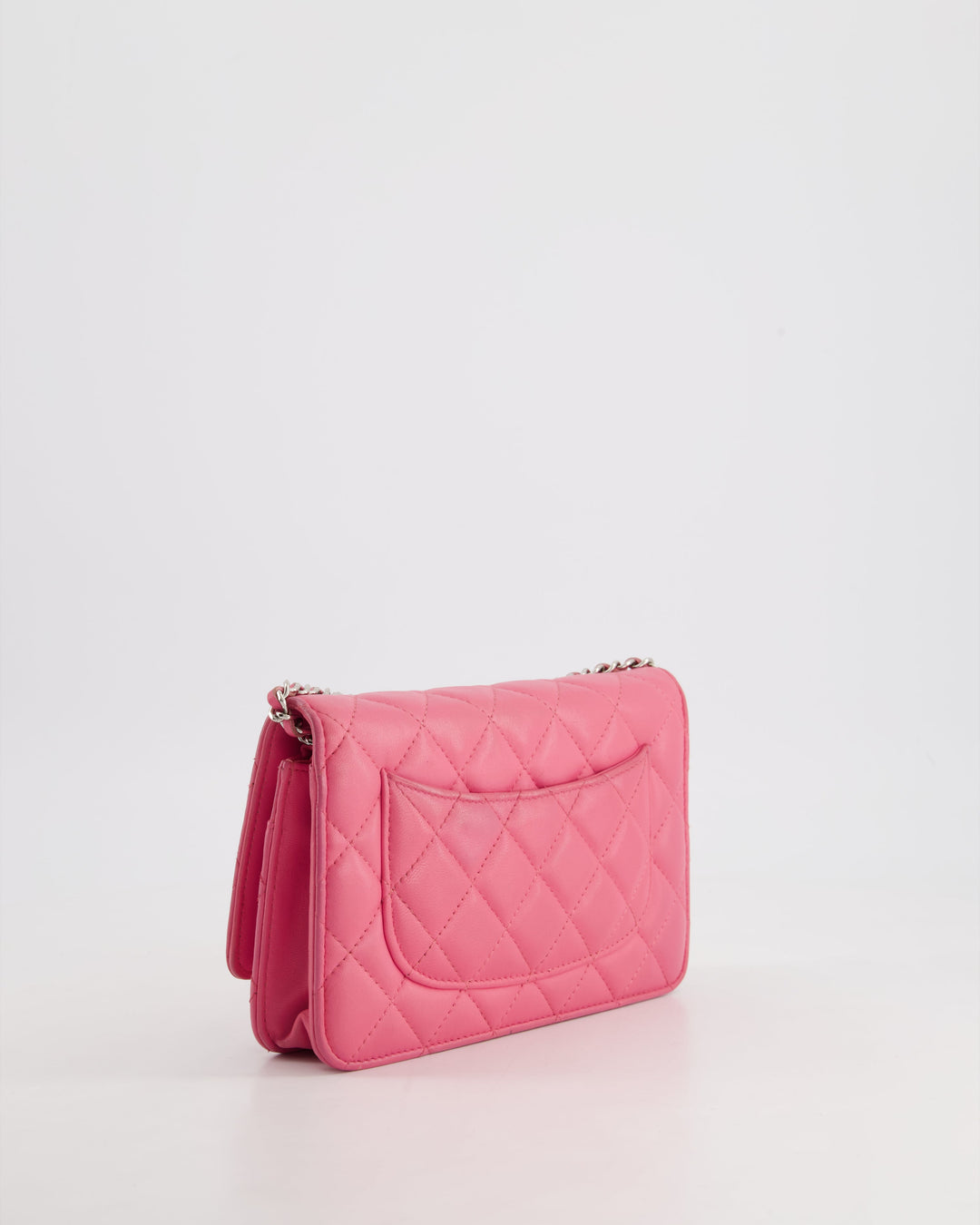 Top Quality Chanel Hot Pink Lambskin Wallet on Chain Bag with Silver Hardware