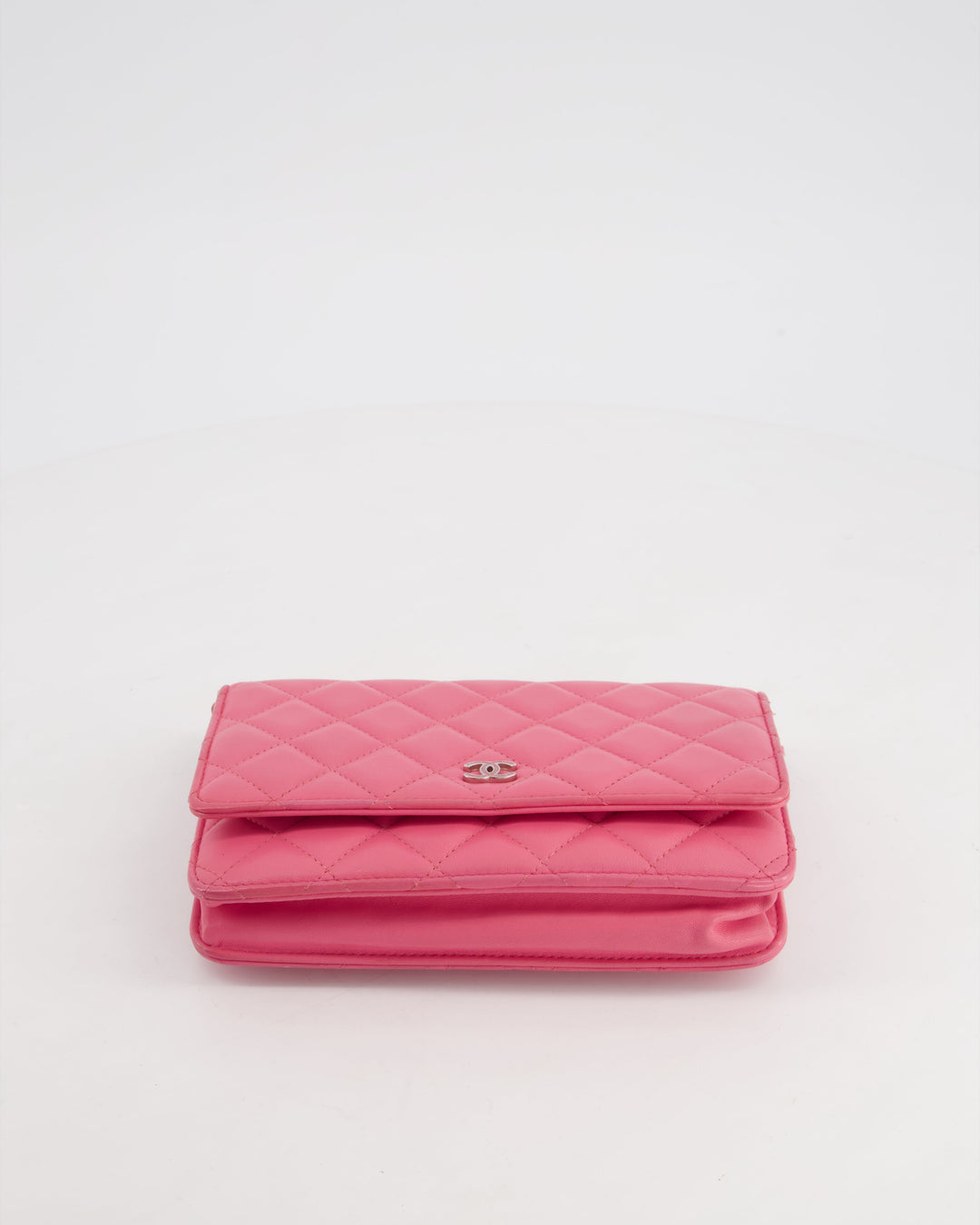 Top Quality Chanel Hot Pink Lambskin Wallet on Chain Bag with Silver Hardware