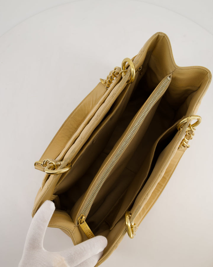 *AMAZING SHAPE* Top Quality Chanel Beige Caviar GST Grand Shopper Tote Bag with Gold Hardware