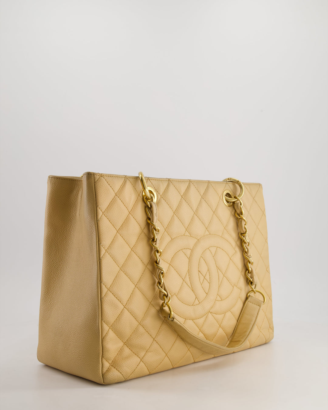*AMAZING SHAPE* Top Quality Chanel Beige Caviar GST Grand Shopper Tote Bag with Gold Hardware
