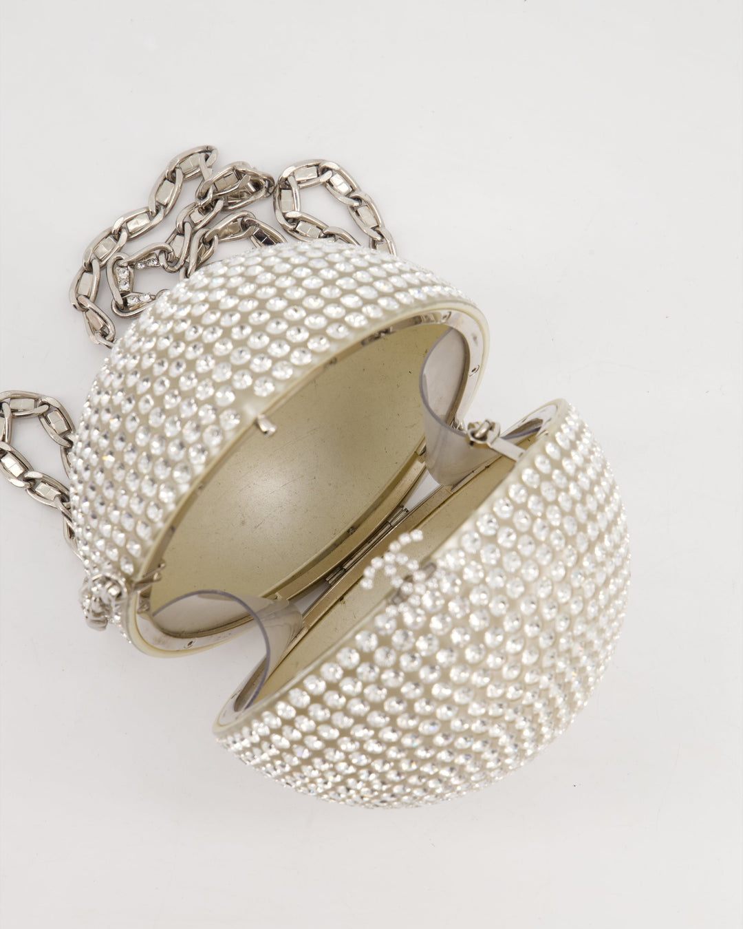*RARE* Top Quality Chanel 2008 Crystal Ball Bag with Silver Hardware and Woven Chain Strap