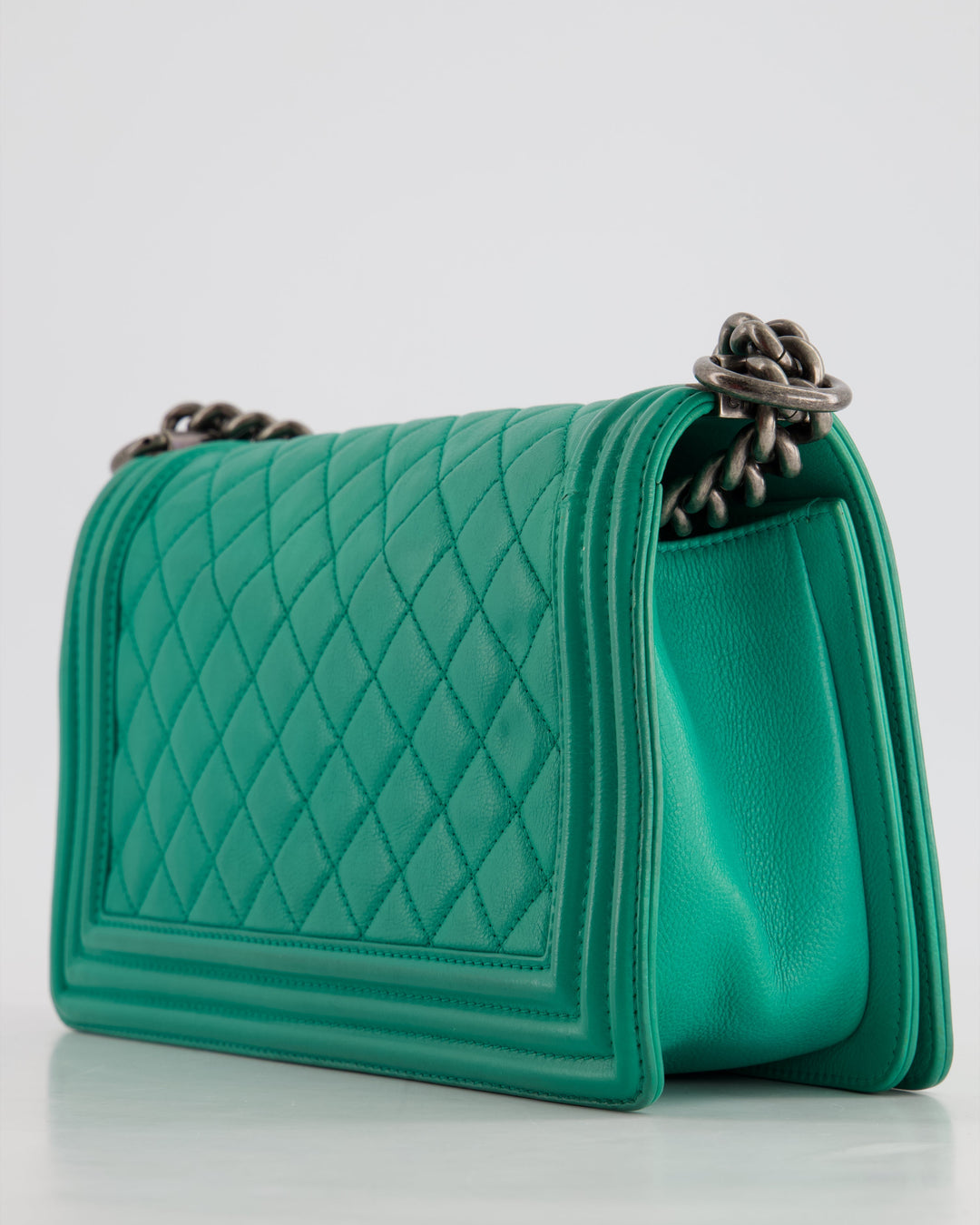 *HOT* Top Quality Chanel Mint Green Medium Boy Bag in Calfskin Leather with Ruthenium Hardware