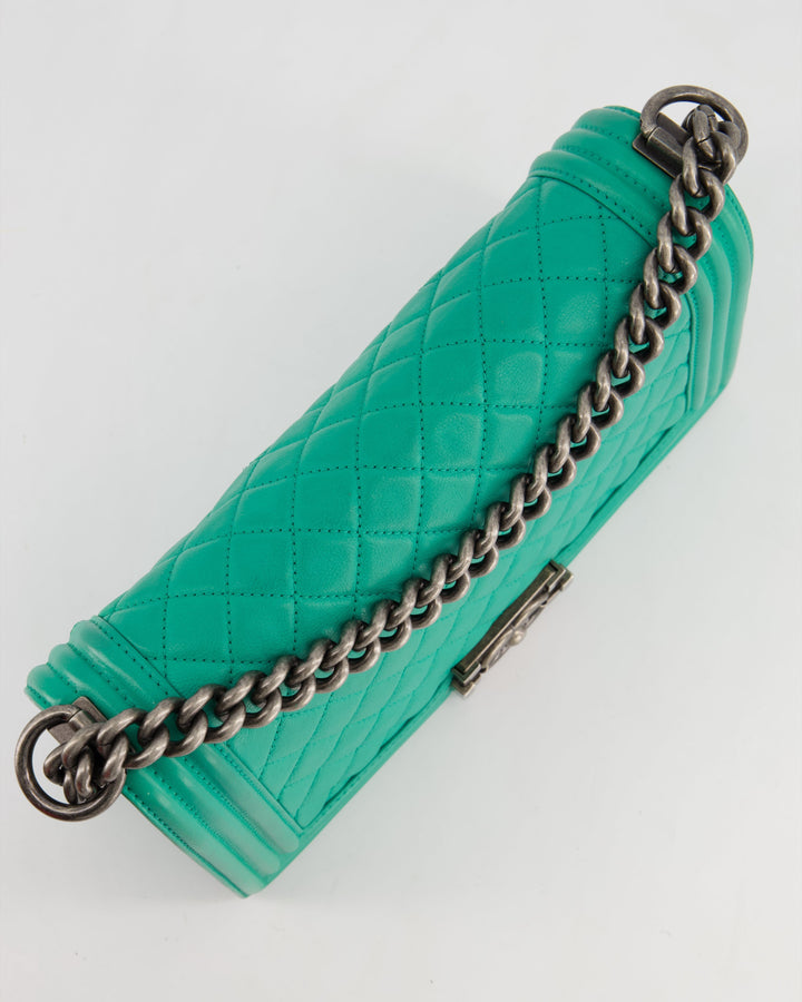 *HOT* Top Quality Chanel Mint Green Medium Boy Bag in Calfskin Leather with Ruthenium Hardware