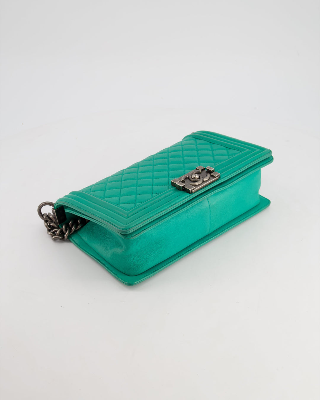 *HOT* Top Quality Chanel Mint Green Medium Boy Bag in Calfskin Leather with Ruthenium Hardware