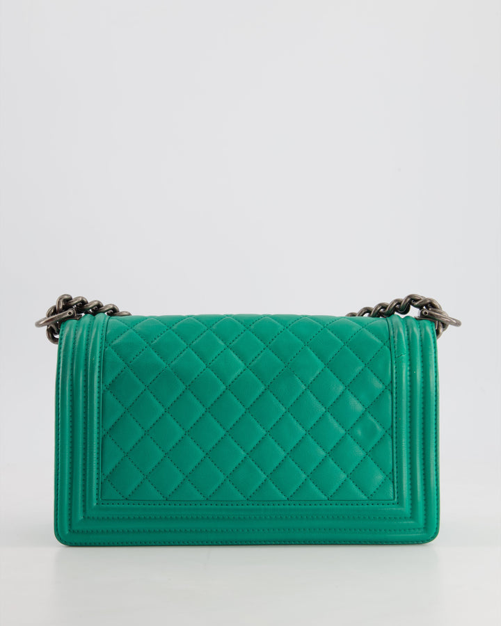 *HOT* Top Quality Chanel Mint Green Medium Boy Bag in Calfskin Leather with Ruthenium Hardware
