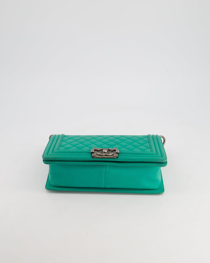 *HOT* Top Quality Chanel Mint Green Medium Boy Bag in Calfskin Leather with Ruthenium Hardware